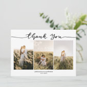 Mariage Trois Photos Élégant Merci Script (Debout devant)