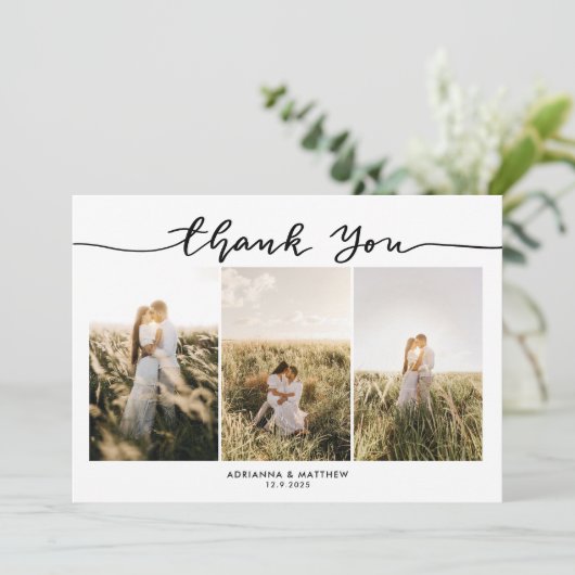 Mariage Trois Photos Élégant Merci Script (Debout devant)