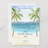 Mariage Tropical Beach Invitation avec palmiers (Devant)