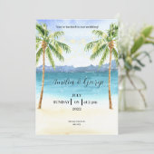 Mariage Tropical Beach Invitation avec palmiers (Debout devant)