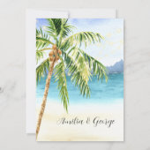Mariage Tropical Beach Invitation avec palmiers (Dos)