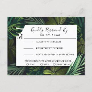 Mariage tropical, carte RSVP Tropical Greenery