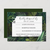 Mariage tropical, carte RSVP Tropical Greenery (Devant / Derrière)