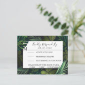 Mariage tropical, carte RSVP Tropical Greenery (Debout devant)