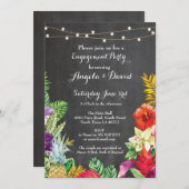 Mariage tropical d'Aloha Invitation Fiançailles fl (Devant / Derrière)