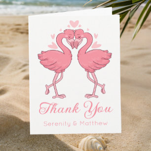 Mariage Tropical de Plage aux Flamants Roses Merci