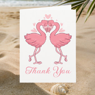 Mariage Tropical de Plage aux Flamants Roses Merci
