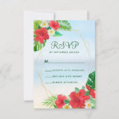 Mariage Tropical Floral Beach Gold RSVP (Devant)