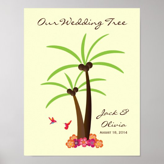 Mariage tropical Palm Tree Thumbprint Livre d'or (Devant)