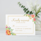 Mariage Tropical Watercolor Gold Frame RSVP (Debout devant)