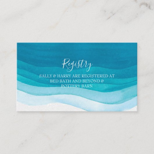 Mariage turquoise aquarelle | Carte Registre (Devant)