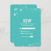 Mariage Turquoise & Coeurs blancs turquoise RSVP (Devant / Derrière)