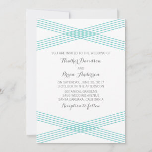 Mariage Turquoise Moderne Déco Invitation
