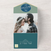 Mariage Turquoise moderne tout en une invitation (Dehors)