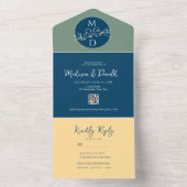 Mariage Turquoise moderne tout en une invitation (À l'intérieur)