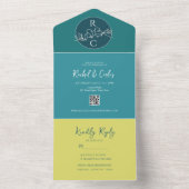 Mariage Turquoise moderne tout en une invitation (À l'intérieur)