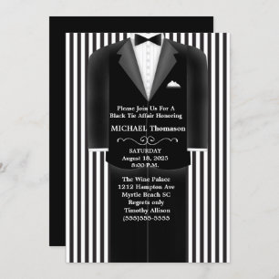 Mariage Tux Black Cravate Affair Party Invitation