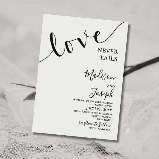 Mariage, Typographie simple, Chrétien, Invitation