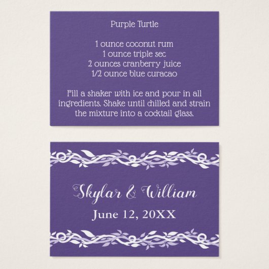 Mariage Ultra Violet Signature Recette de boisson (Devant & derrière)