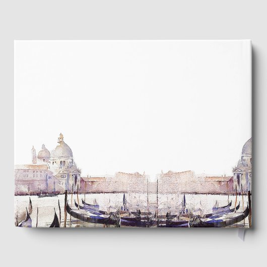 Mariage vénitien Script Aquarelle Livre d'invité (Verso)