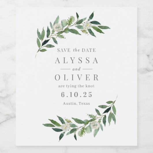 Mariage verdoyant Enregistrer La Date Étiquette bo (Étiquettes simples)