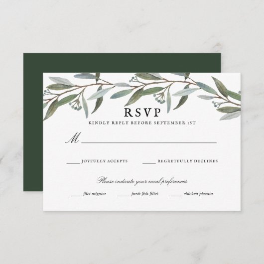 Mariage verdoyant RSVP (Devant / Derrière)