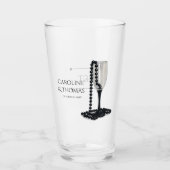 Mariage Verre à Champagne Perle Noir & Blanc (Devant)