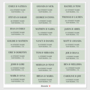 Mariage vert clair mignon Étiquettes de adresse in