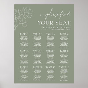 Mariage vert de taille minimale 12 Tableau de sièg