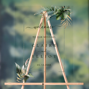 Mariage vert du feuillage tropical Bienvenue