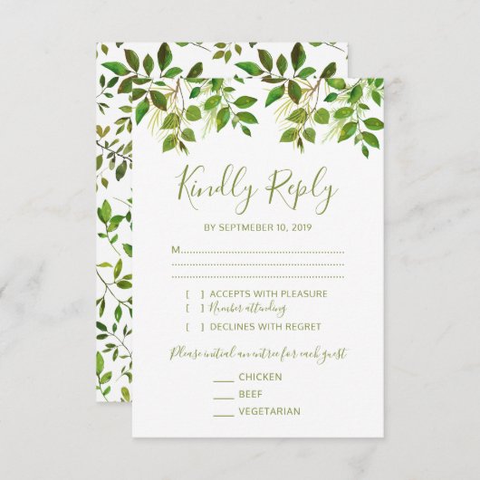 Mariage vert élégant RSVP 3 Entree (Devant / Derrière)