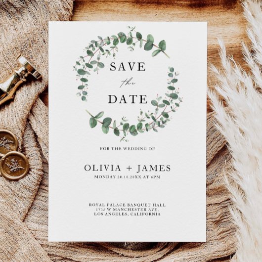 Mariage vert Enregistrer la date Invitation