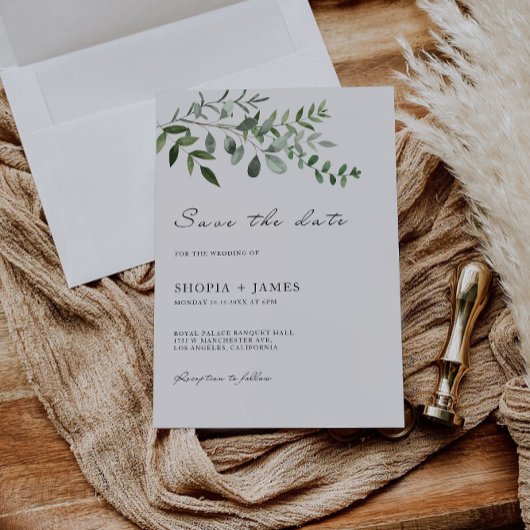 Mariage vert Enregistrer la date Invitation