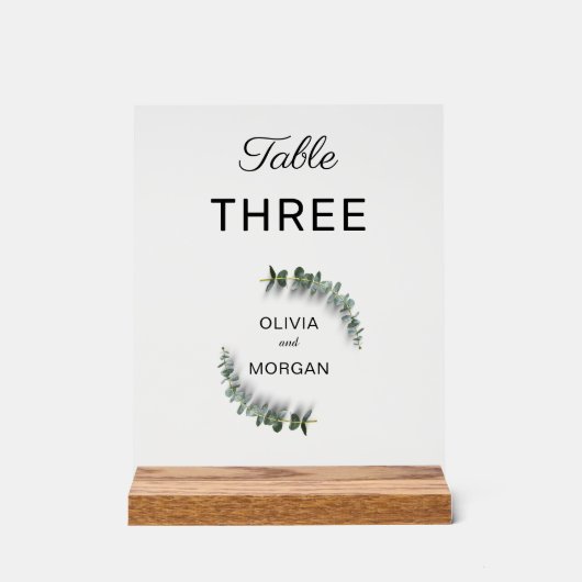 Mariage vert et blanc Numéro de table Symbole acry (Recto)