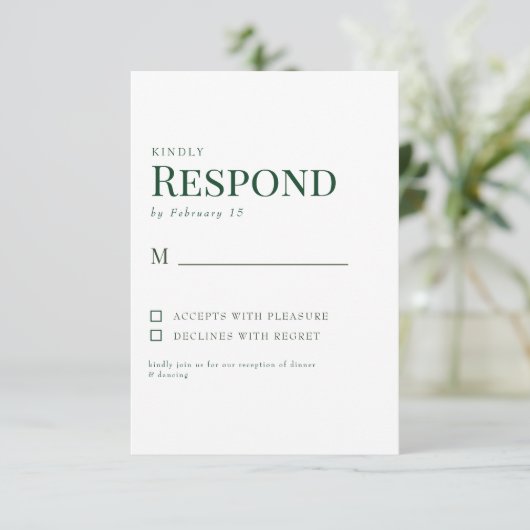 Mariage vert et blanc simple RSVP (Debout devant)