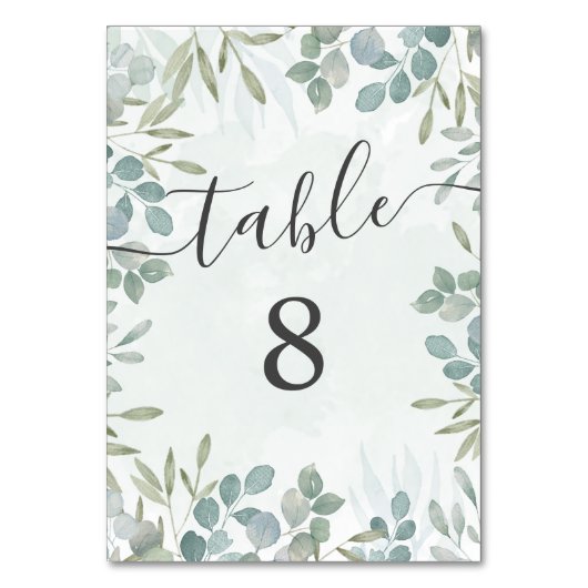 Mariage vert Eucalyptus Sage Numéro de table (Par défaut)