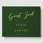 Mariage vert foncé Gold Foil Guestbook (Recto)