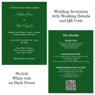 Mariage vert foncé QR Code RSVP Invitation