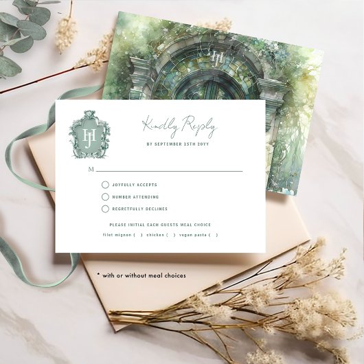 Mariage vert intemporel avec/sans repas RSVP