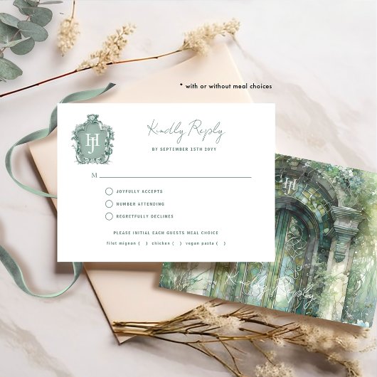 Mariage vert intemporel avec/sans repas RSVP