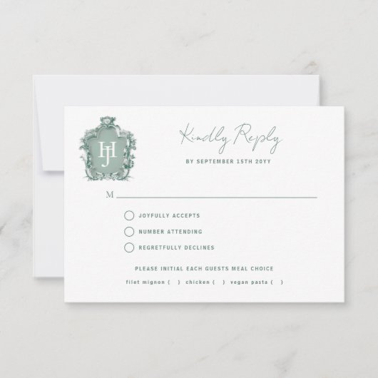 Mariage vert intemporel avec/sans repas RSVP (Devant)