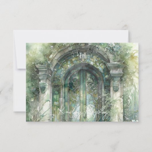 Mariage vert intemporel avec/sans repas RSVP (Dos)