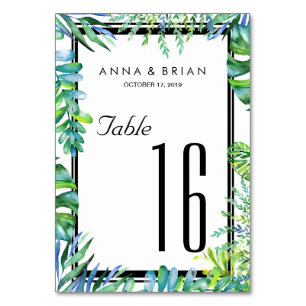 Mariage vert Menu+Carte Numéro de table