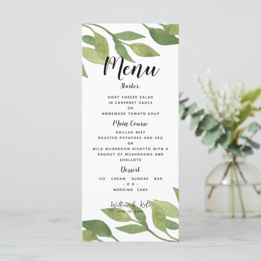Mariage vert menu feuillage MODÈLE de pays (Debout devant)