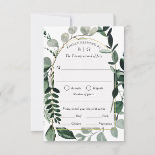 Mariage vert moderne RSVP avec choix de repas