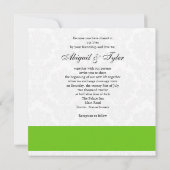 Mariage vert Monogramme Damask Invitation (Dos)