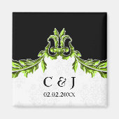 mariage vert monogramme enregistrer la date magnet (Devant)
