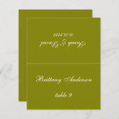 Mariage vert olive Carte Place Nom de l'invité imp (Devant / Derrière)