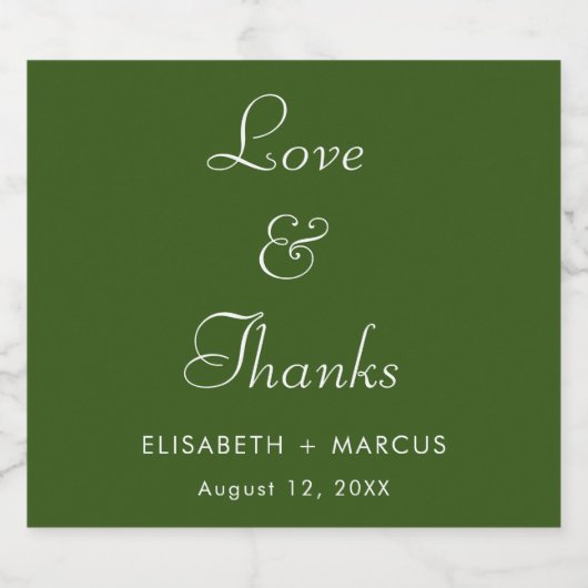 Mariage vert olive élégant étiquettes de vin (Étiquettes simples)