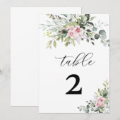 Mariage vert rose pâle Numéro de table (Devant / Derrière)